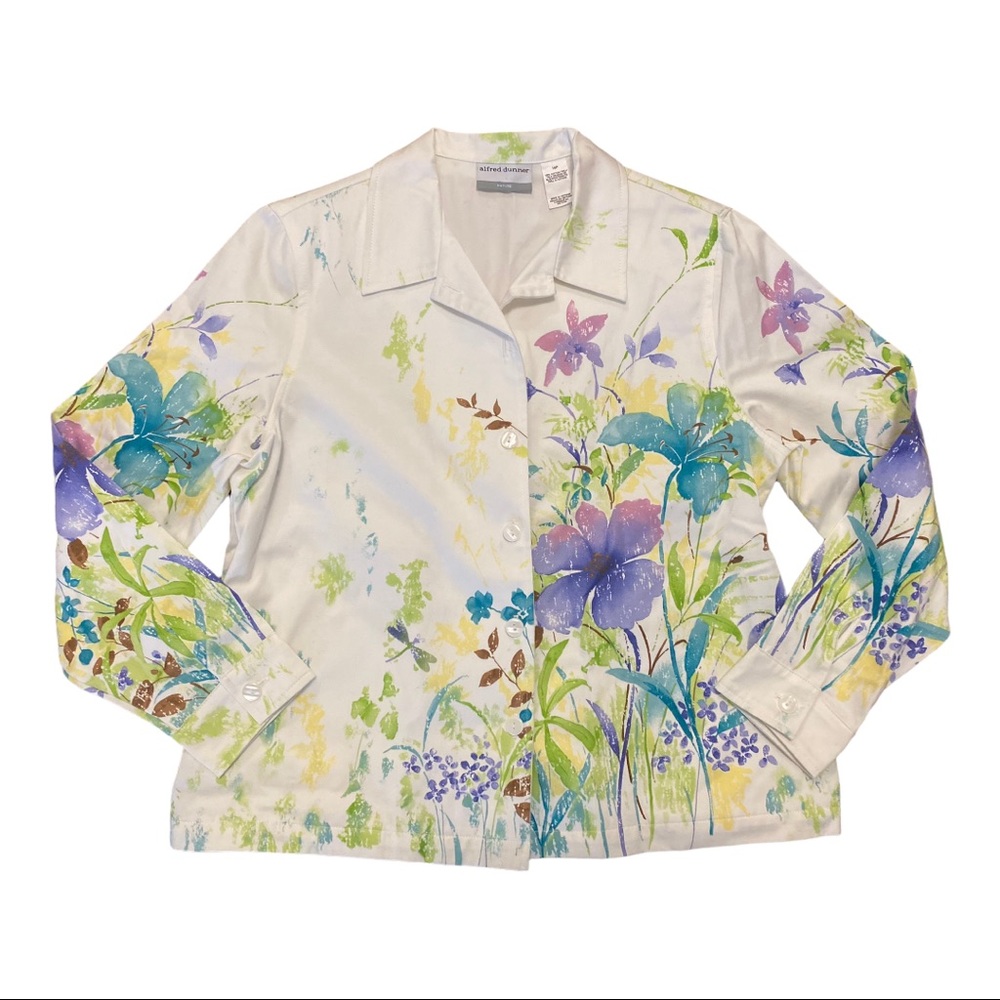 ALFRED DUNNER 10 Petite FLORAL JACKET Blazer Shirt